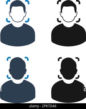 Face scan icon in flat style. Facial id vector illustration on isolated ...