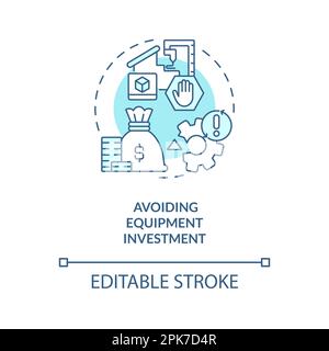 Avoiding equipment investment turquoise concept icon Stock Vector