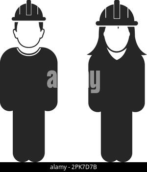 Standing Worker Couple Icon. Flat style vector EPS. Stock Vector