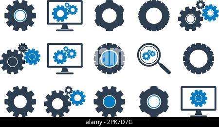Gear Icon set. Flat style vector EPS. Stock Vector