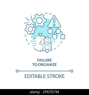 Failure to organize turquoise concept icon Stock Vector