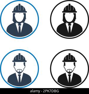 Engineer, Worker Icon Set. Flat style vector EPS. Stock Vector