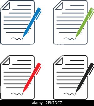 Exam Paper Icon set. Flat style vector EPS. Stock Vector