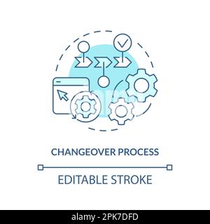 Changeover process turquoise concept icon Stock Vector