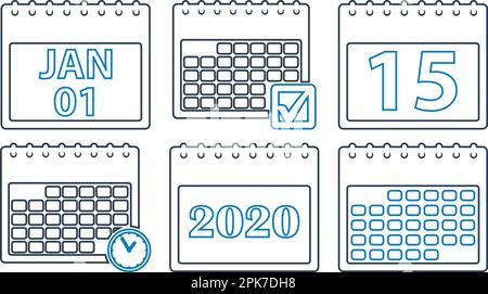 Calendar Icon set. line style vector EPS Stock Vector