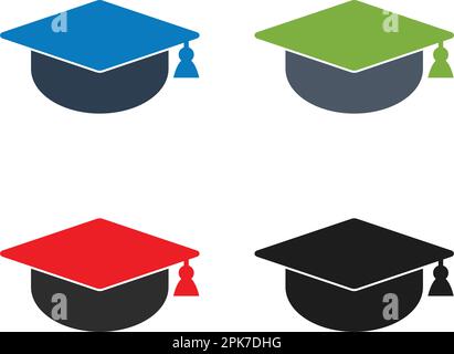 Graduation Cap Icon Set. Flat style vector EPS. Stock Vector