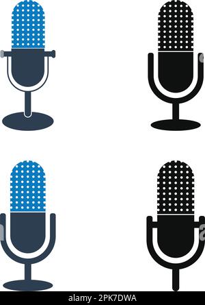 Microphone icon Set. Flat style vector EPS. Stock Vector
