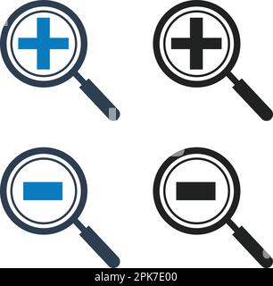 Magnifying Class Icon Set. Flat style vector EPS. Stock Vector