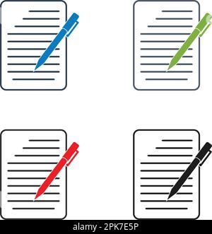 Exam Paper Icon set. Flat style vector EPS. Stock Vector