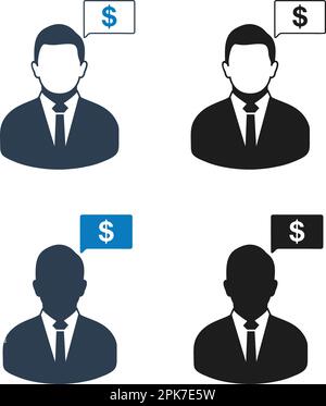 Financial Adviser Icon Set. Flat style vector EPS. Stock Vector