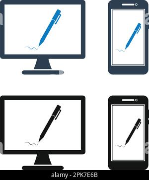 Online Learning Icon Set. Flat style vector EPS Stock Vector Image ...