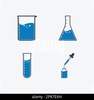 Chemical laboratory equipment icons. Editable Vector EPS Symbol Illustration. Stock Vector