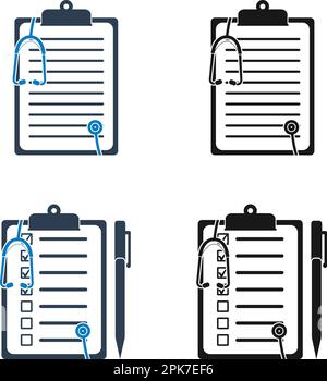 Medical Clipboard Icon Set. Flat style vector EPS. Stock Vector