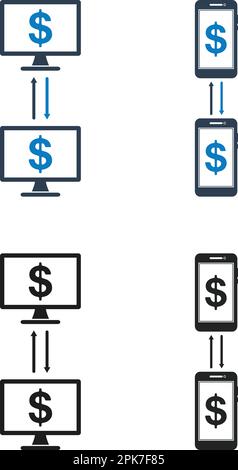 Online Fund Transfer Icon Set. Flat style vector EPS. Stock Vector