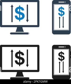Online Fund Transfer Icon Set. Flat style vector EPS. Stock Vector