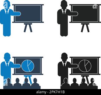Presentation Icon Set. Flat style vector. Stock Vector