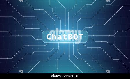 Neural network natural language processing algorithm chat bot modern vector banner. AI chatbot technology and artificial general intelligence concept for seamless digital communication Stock Vector