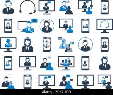 Support and Service Icon set. Flat style vector EPS. Stock Vector