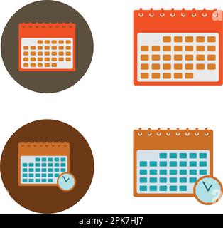 Calendar Icon Set. Flat style vector EPS. Stock Vector