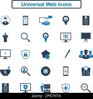 Universal Web Icon Set. Flat style vector EPS. Stock Vector