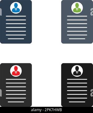 Resume, CV, User Profile Icon set. Flat style vector. Stock Vector