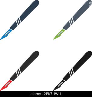Medical Scalpel Icon Set. Flat style vector EPS. Stock Vector