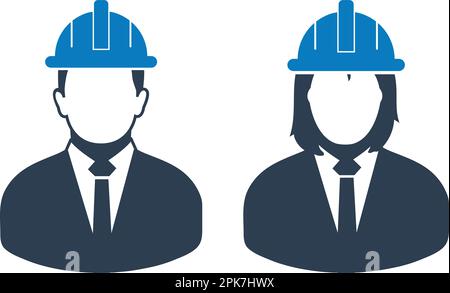 Engineer Couple Icon. Flat style vector EPS. Stock Vector