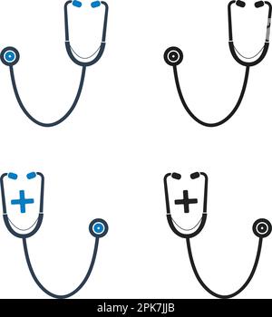 Stethoscope Icon Set. Flat style vector EPS. Stock Vector