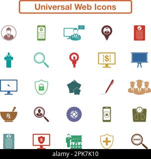 Universal Web Icon Set. Flat style vector EPS. Stock Vector