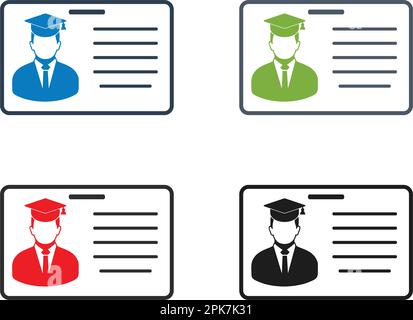 Student Identity Card Icon Set. Flat style vector. Stock Vector
