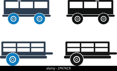Car trailer Icon Set. Flat Style vector EPS. Stock Vector