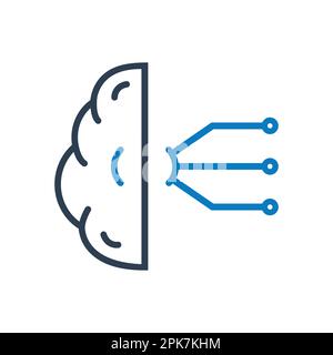 Artificial Intelligence (AI) line Icon. Brain and Chips Sign. Editable Vector Symbol Illustration. Stock Vector