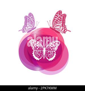 Logo pink abstraction with a butterfly. Vector illustration Stock Vector
