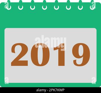 2019 Calendar Icon Set. Flat style vector EPS. Stock Vector