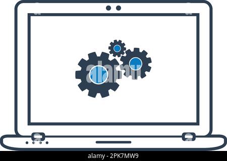 Computer settings line icon. Flat style vector EPS. Stock Vector