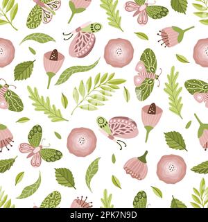 Set of Flowers Vector Seamless Pattern. Pattern for fashion and print. Stock Vector