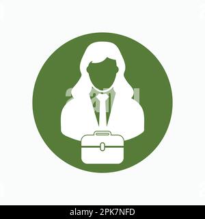 Business man Icon with briefcase. Colorful Button style vector EPS. Stock Vector
