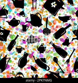 Kitchenware seamless pattern. Vector illustration Stock Vector