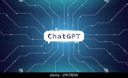 ChatGPT neural network natural language processing algorithm chat bot vector eps banner. OpenAI GPT chatbot technology. Artificial general intelligence concept Stock Vector