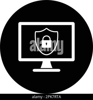 Cyber Security Icon. Rounded Button Style Editable Vector Symbol Illustration. Stock Vector