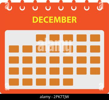 December Calendar Icon Set. Flat style vector EPS. Stock Vector