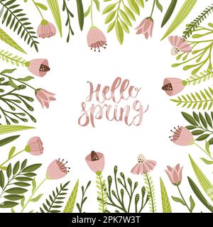 Square art template with floral elements. Suitable for social media posts, mobile applications, banner design and online advertising. Stock Vector