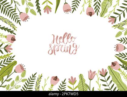 Vector seamless spring pattern with flowers, bouquets, plants Stock Vector