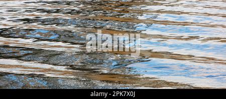 River water surface details, reflections and abstracts, ripples and patterns. Stock Photo