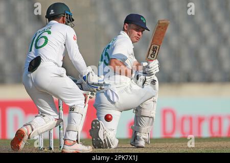 Andrew McBrine bats during the third day of the alone test match between Bangladesh and Ireland at Sher-e-Bangla National Cricket Stadium, Mirpur, Dha Stock Photo