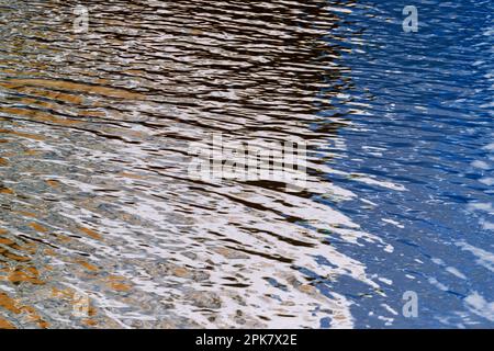 River water surface details, reflections and abstracts, ripples and patterns. Stock Photo