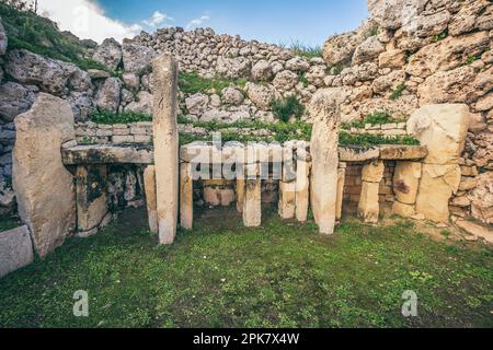 Gigantia, ancient Megalithic Temple of Malta, is a unesco world heritage in Malta in the Mediterranean Stock Photo