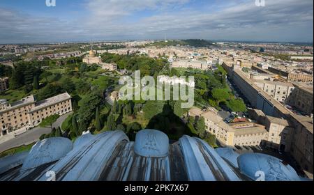 View from St Peter's Basilica looking out over the city of Rome. Stock Photo