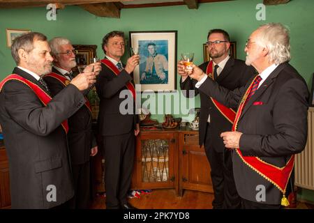 Members of the Friends of British Royalty- German Section in Nettetal , The club is getting ready to celebrate King Charles III in Germany Stock Photo