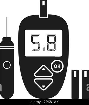 Glucose meter icon with lancet pen symbol. Flat style vector EPS. Stock Vector